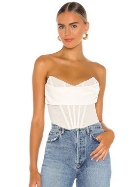 NBD White Strapless Corset Camisole Top